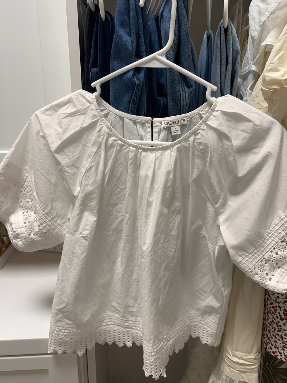 Crewcuts White Eyelet Cotton Peasant Blouse
